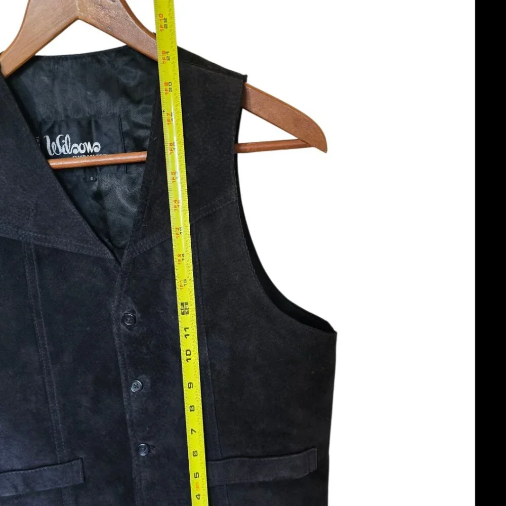 Unisex Vintage WILSONS SUEDE & LEATHER Black Leather Vest sz S